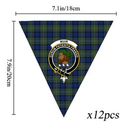 ScotsTee Shop Scottish Muir Modern Crest Tartan Triangle Flags Tartan Bunting, Pennants (12pcs)