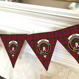 ScotsTee Shop Scottish Ross 4 Crest Tartan Triangle Flags Tartan Bunting, Pennants (12pcs)