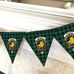 ScotsTee Shop Scottish MacIver Hunting Modern Crest Tartan Triangle Flags Tartan Bunting, Pennants (12pcs)