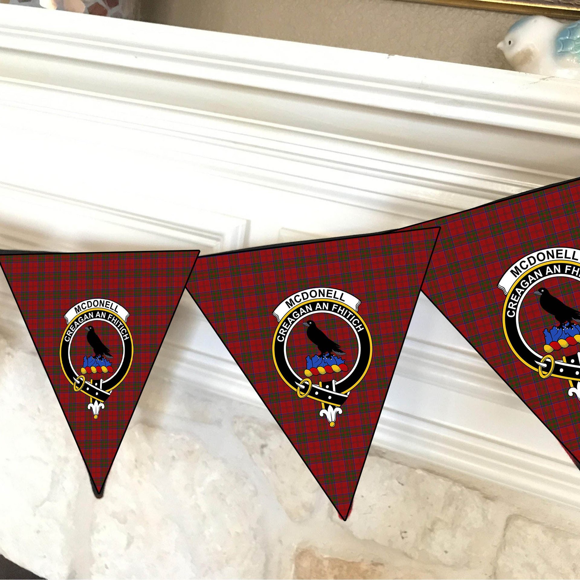 ScotsTee Shop Scottish McDonell of Keppoch Crest Tartan Triangle Flags Tartan Bunting, Pennants (12pcs)