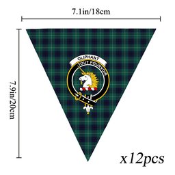 ScotsTee Shop Scottish Oliphant Modern Clan Crest Tartan Triangle Flags Tartan Bunting, Pennants (12pcs)