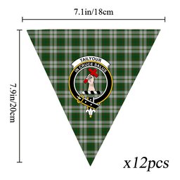 ScotsTee Shop Scottish Tailyour Dress Crest Tartan Triangle Flags Tartan Bunting, Pennants (12pcs)