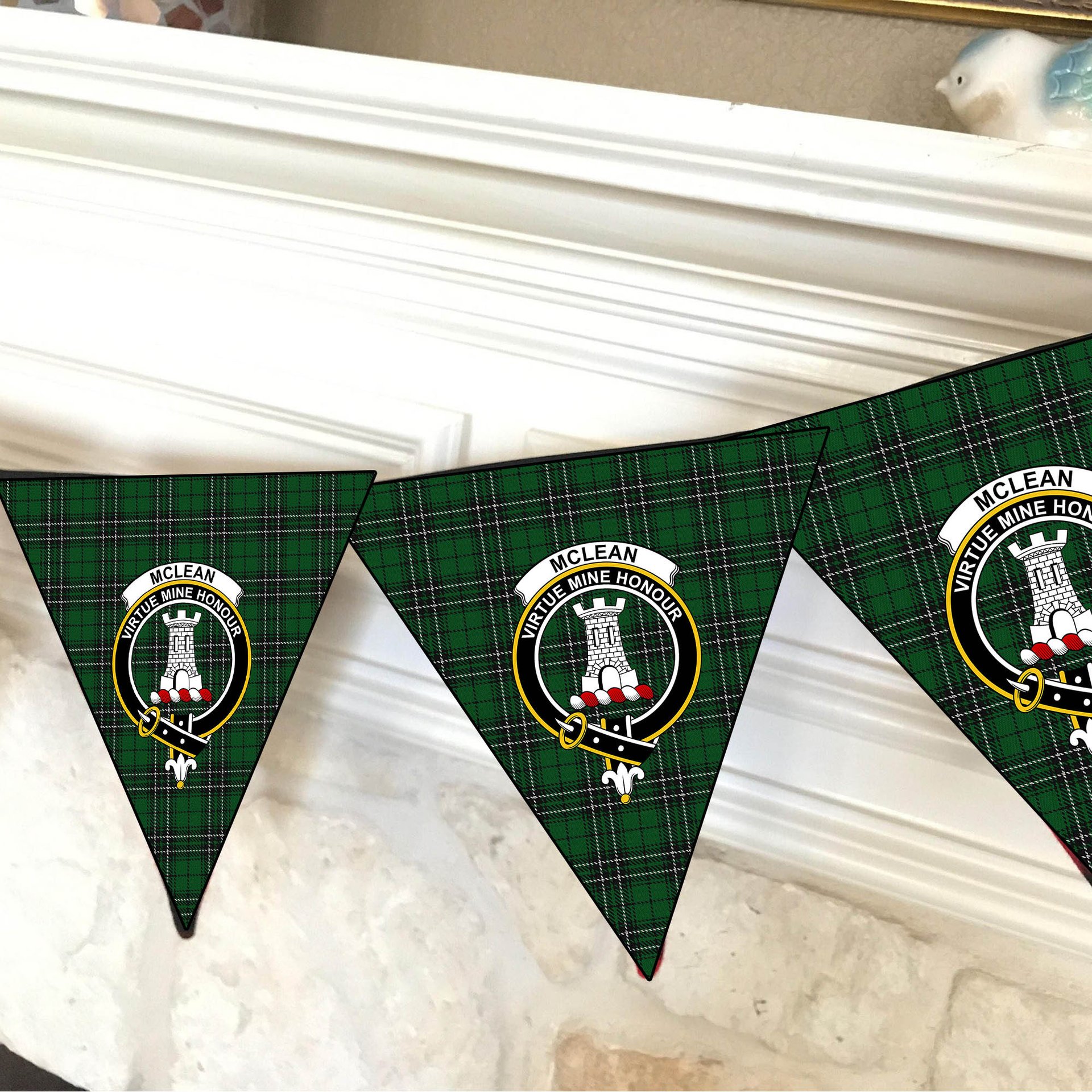 ScotsTee Shop Scottish McLean of Duart Hunting Crest Tartan Triangle Flags Tartan Bunting, Pennants (12pcs)