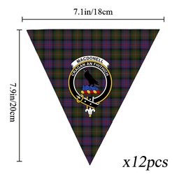 ScotsTee Shop Scottish MacDonell of Glengarry 2 Crest Tartan Triangle Flags Tartan Bunting, Pennants (12pcs)