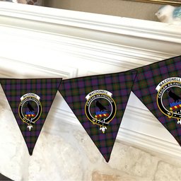 ScotsTee Shop Scottish MacDonell of Glengarry 2 Crest Tartan Triangle Flags Tartan Bunting, Pennants (12pcs)