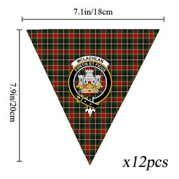 ScotsTee Shop Scottish McLachlan Hunting Modern Crest Tartan Triangle Flags Tartan Bunting, Pennants (12pcs)