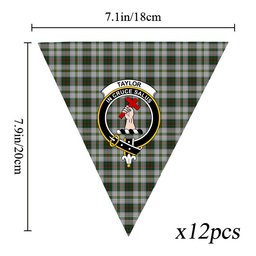 ScotsTee Shop Scottish Taylor Dress 2 Crest Tartan Triangle Flags Tartan Bunting, Pennants (12pcs)