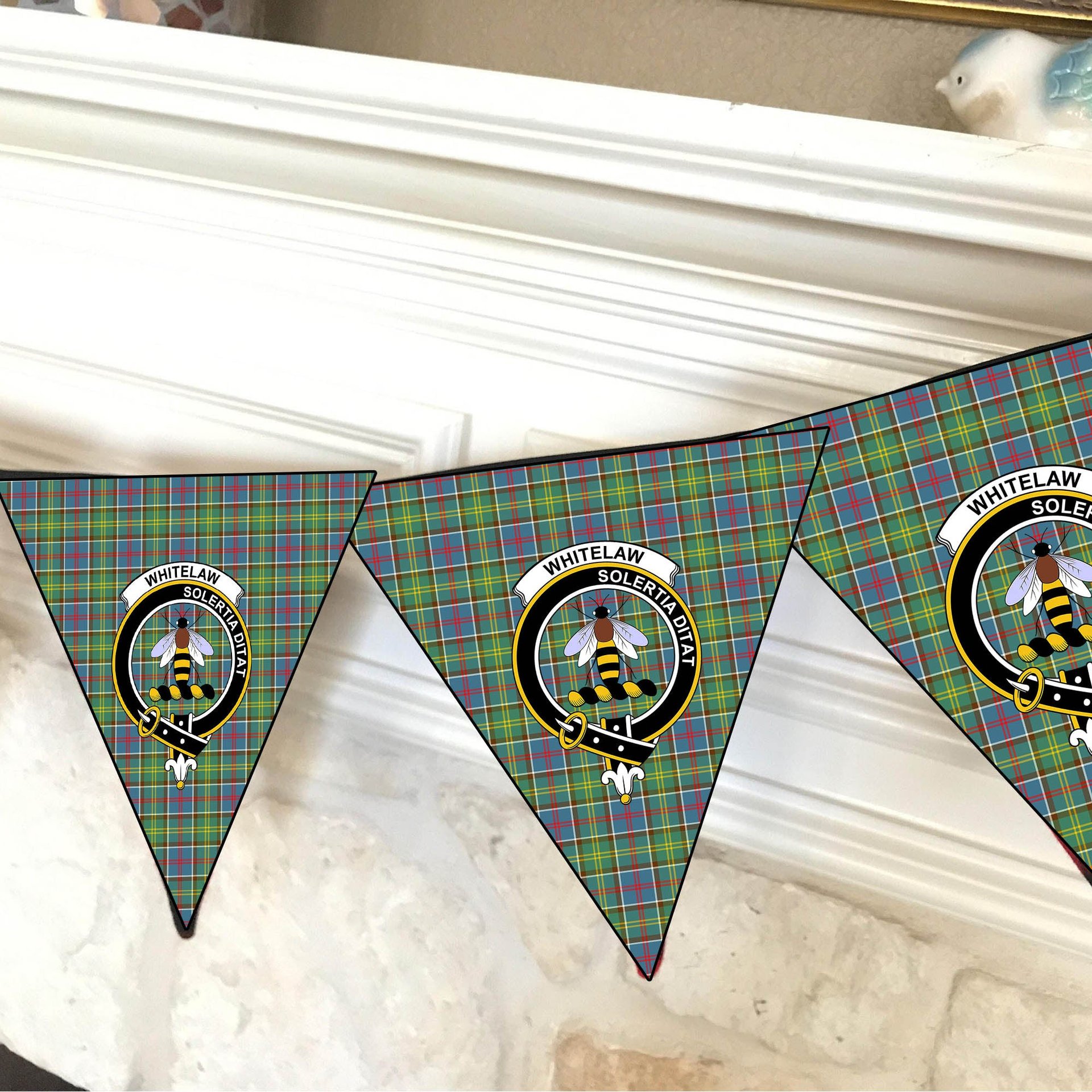 ScotsTee Shop Scottish Whitelaw Crest Tartan Triangle Flags Tartan Bunting, Pennants (12pcs)