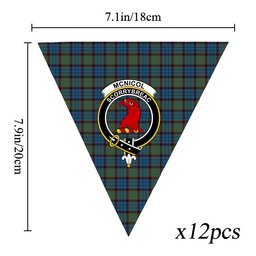 ScotsTee Shop Scottish McNicol Hunting Crest Tartan Triangle Flags Tartan Bunting, Pennants (12pcs)