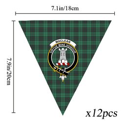 ScotsTee Shop Scottish MacLean Hunting Ancient Crest Tartan Triangle Flags Tartan Bunting, Pennants (12pcs)