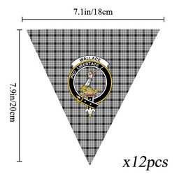 ScotsTee Shop Scottish Wallace Dress Crest Tartan Triangle Flags Tartan Bunting, Pennants (12pcs)
