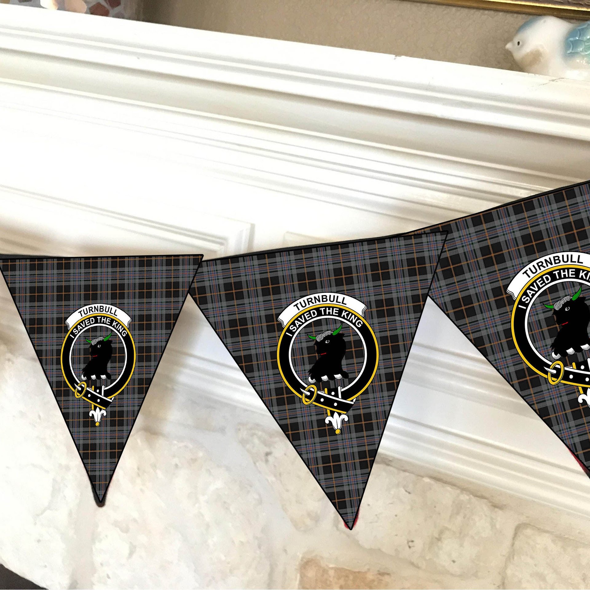 ScotsTee Shop Scottish Turnbull, Dress Bruce Crest Tartan Triangle Flags Tartan Bunting, Pennants (12pcs)