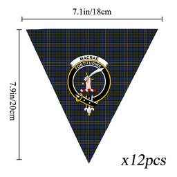 ScotsTee Shop Scottish MacRae Hunting 4 Crest Tartan Triangle Flags Tartan Bunting, Pennants (12pcs)