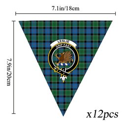 ScotsTee Shop Scottish Leslie Hunting Ancient Crest Tartan Triangle Flags Tartan Bunting, Pennants (12pcs)