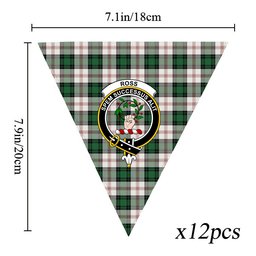 ScotsTee Shop Scottish Ross Arisaid Ancient Crest Tartan Triangle Flags Tartan Bunting, Pennants (12pcs)