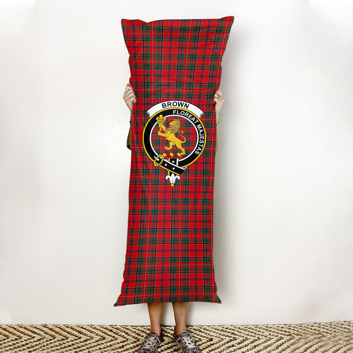 ScotsTee Shop Scottish Brown of Castledean (Broun of Castledean) Modern Crest Tartan Body Pillow