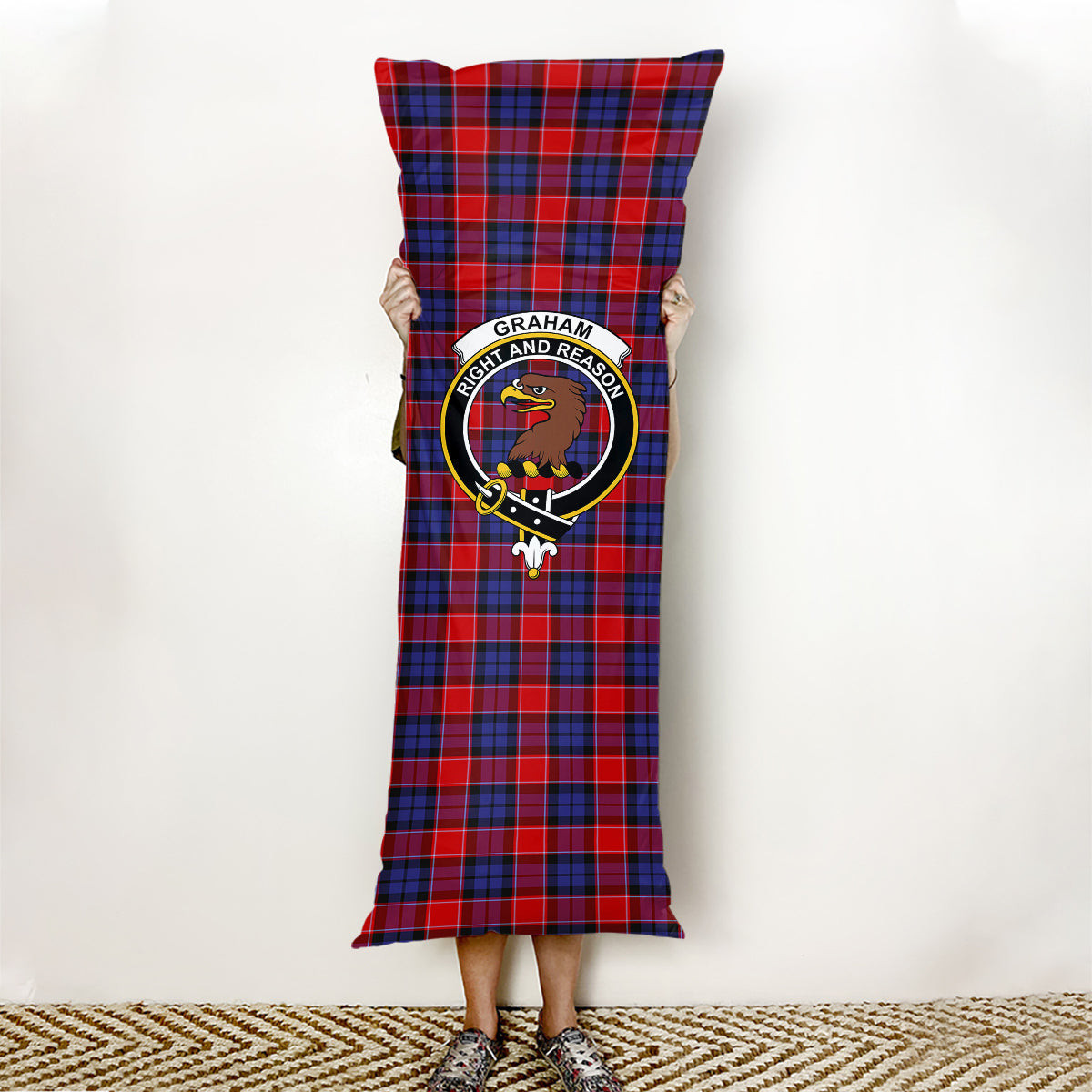 ScotsTee Shop Scottish Graham of Menteith Red Crest Tartan Body Pillow