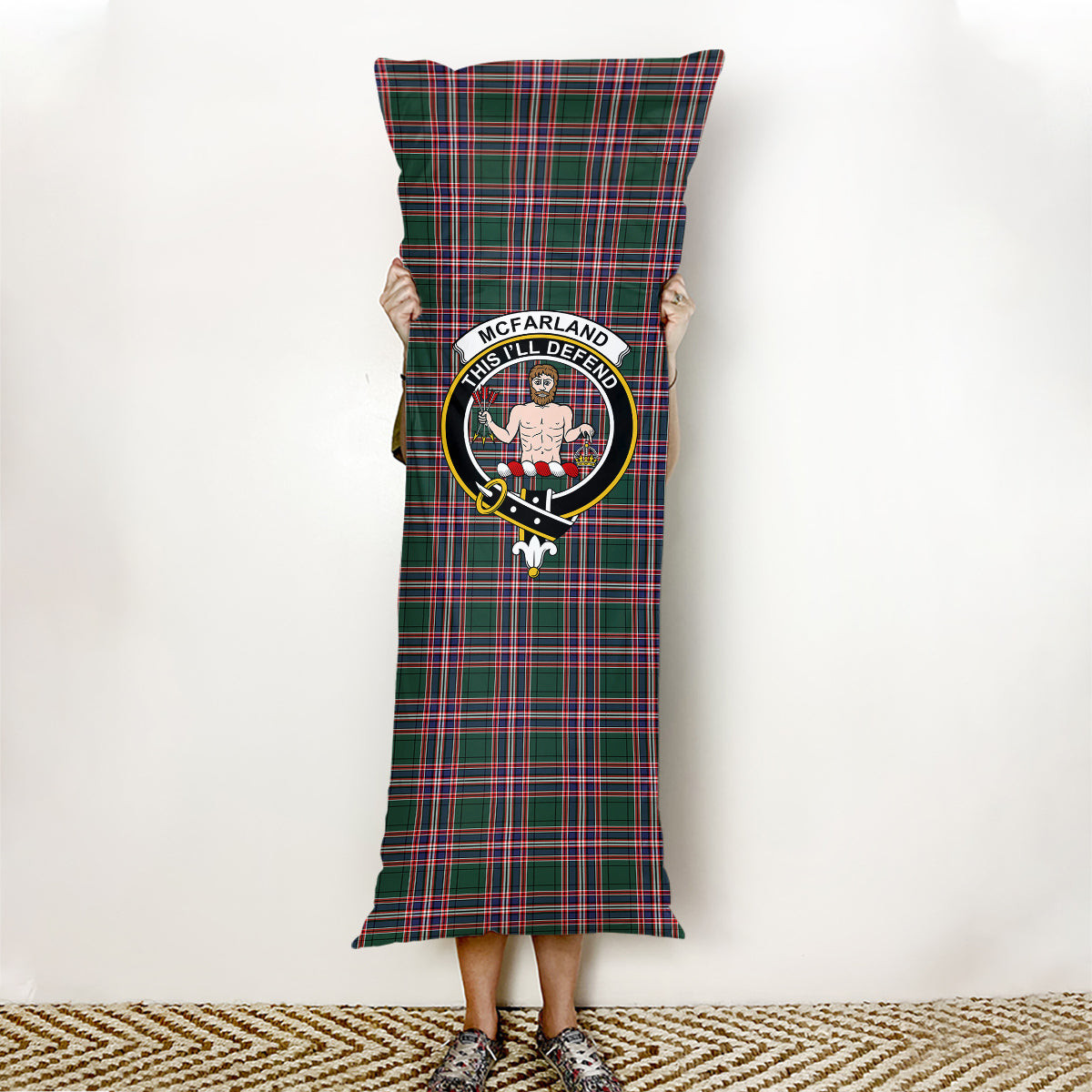 ScotsTee Shop Scottish McFarland Hunting Modern Crest Tartan Body Pillow