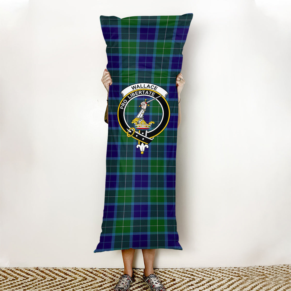 ScotsTee Shop Scottish Wallace Blue Crest Tartan Body Pillow