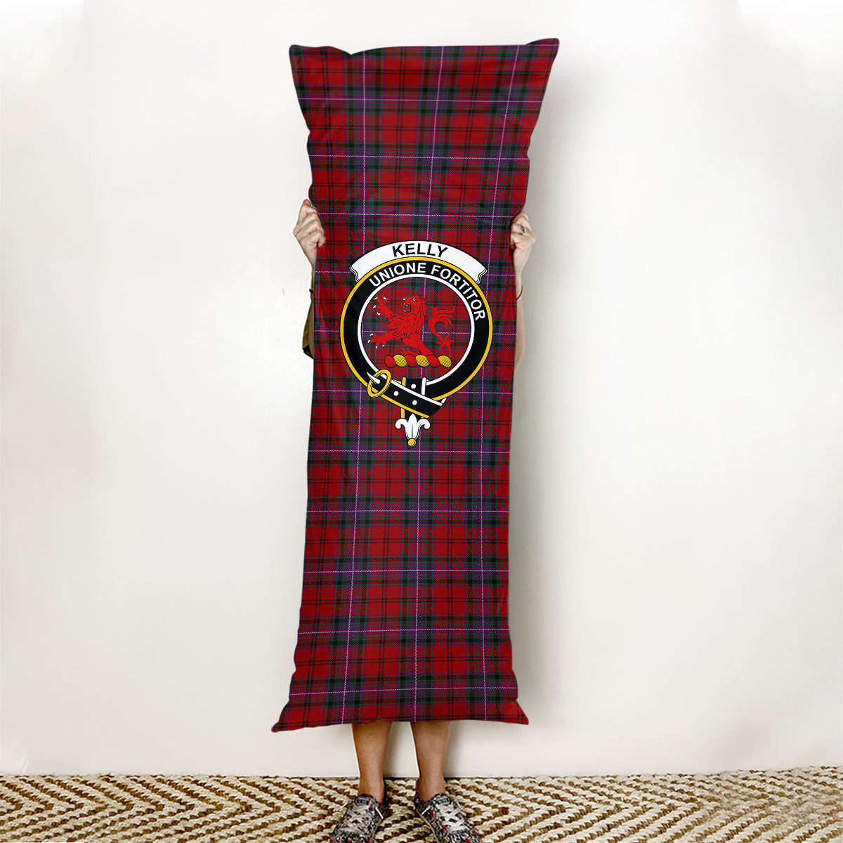 ScotsTee Shop Scottish Kelly of Sleat Red Crest Tartan Body Pillow