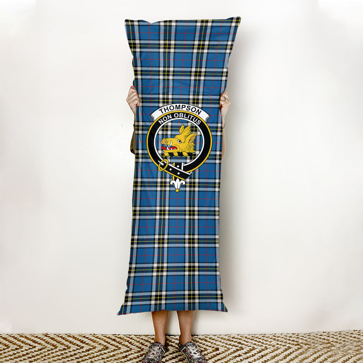 ScotsTee Shop Scottish Thompson Dress Blue Modern Crest Tartan Body Pillow