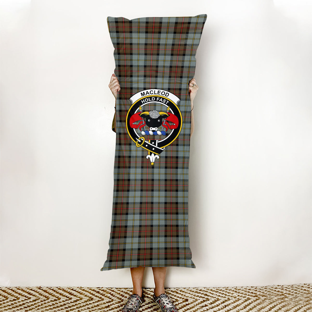 ScotsTee Shop Scottish MacLeod Of Harris Weathered Crest Tartan Body Pillow