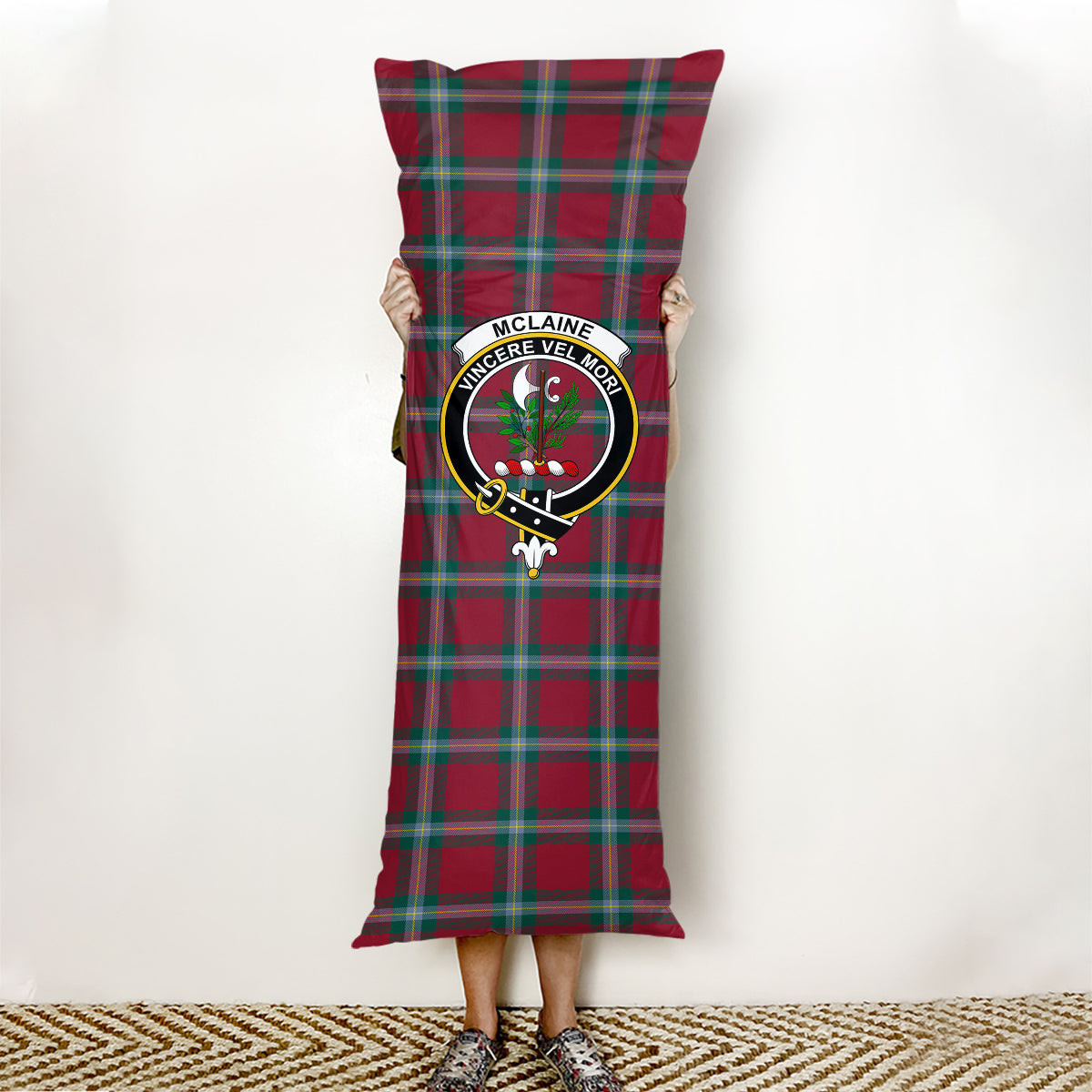 ScotsTee Shop Scottish McLaine of Loch Buie Modern Crest Tartan Body Pillow