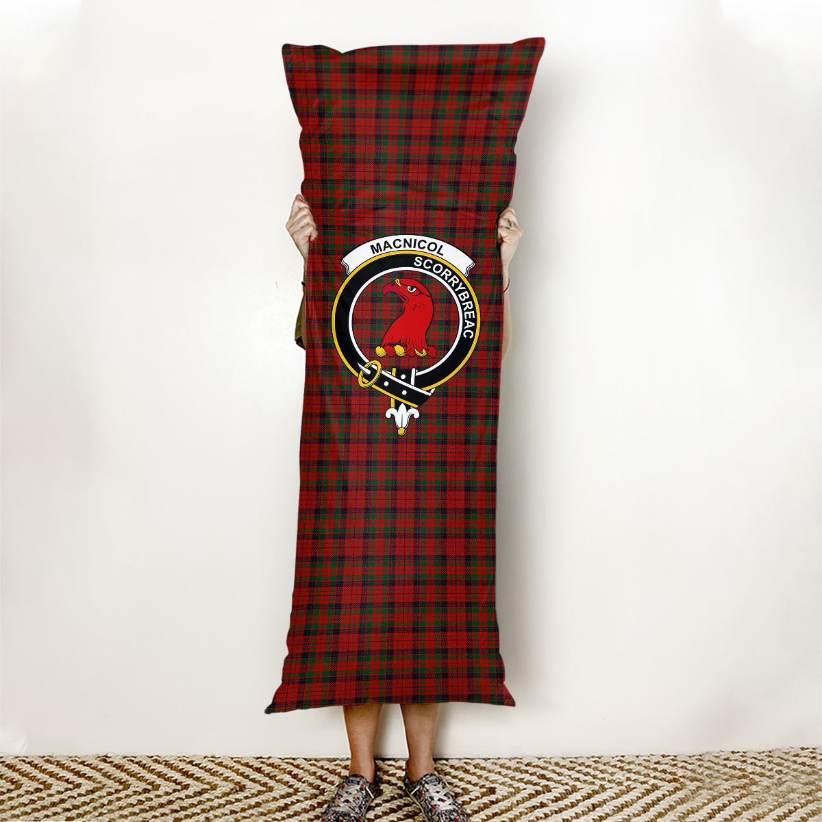 ScotsTee Shop Scottish MacNicol of Scorrybreac Crest Tartan Body Pillow