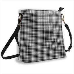 ScotsTee Shop Scottish Scott Black White Tartan Bucket Bag Ladies Shoulder Bag Midi