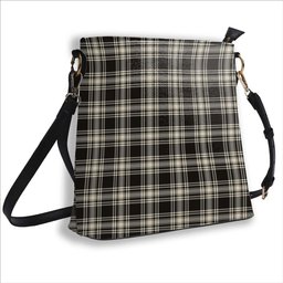 ScotsTee Shop Scottish Menzies Black & White Ancient Tartan Bucket Bag Ladies Shoulder Bag Midi