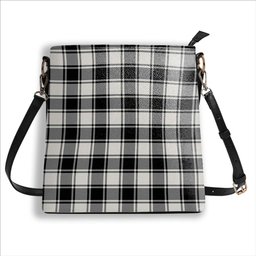 ScotsTee Shop Scottish McFie Black & White Ancient Tartan Bucket Bag Ladies Shoulder Bag Midi