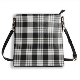 ScotsTee Shop Scottish MacFarlane Black White Tartan Bucket Bag Ladies Shoulder Bag Midi