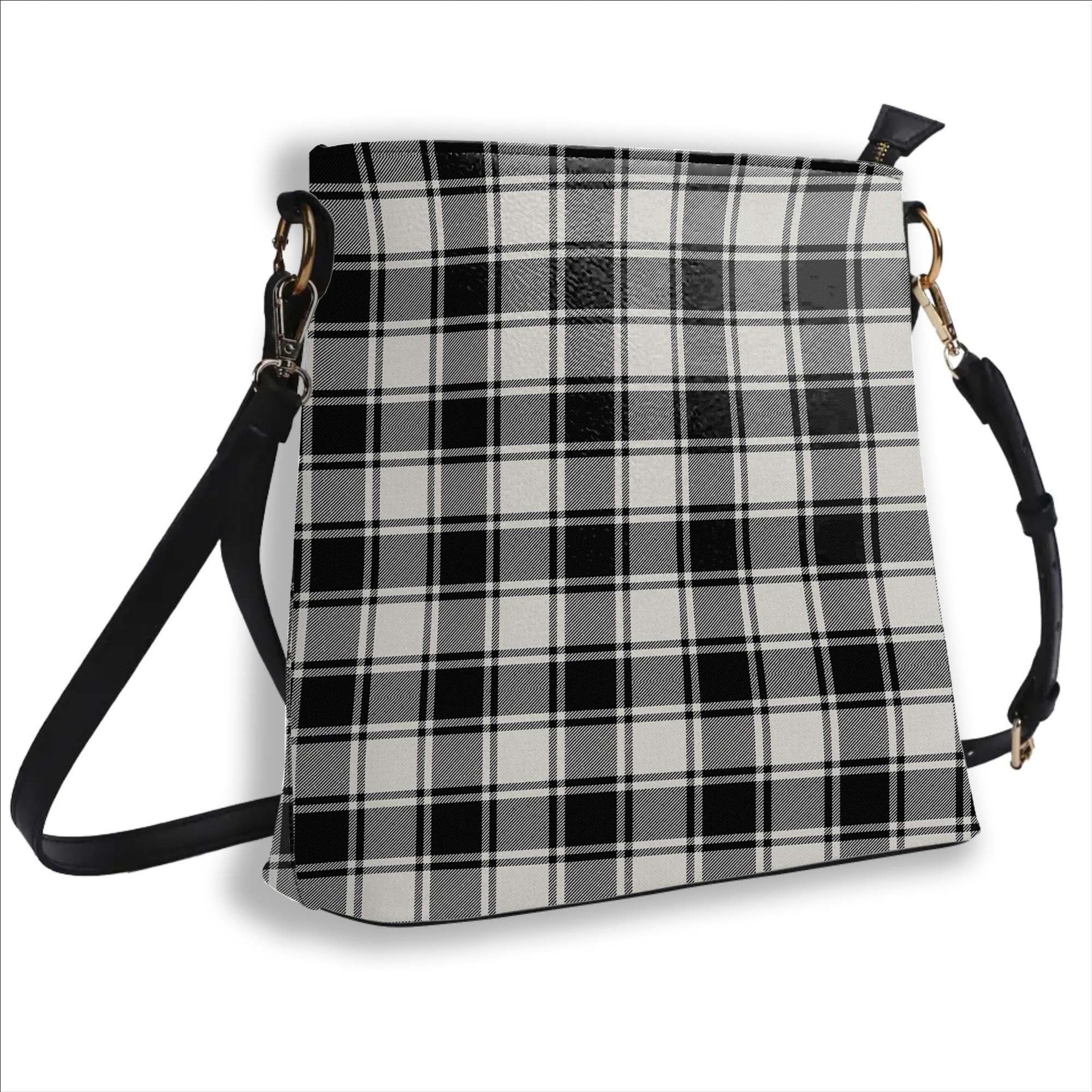 ScotsTee Shop Scottish MacFie Black & White Ancient Tartan Bucket Bag Ladies Shoulder Bag Midi