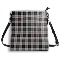ScotsTee Shop Scottish MacPherson of Cluny Black and White Tartan Bucket Bag Ladies Shoulder Bag Midi