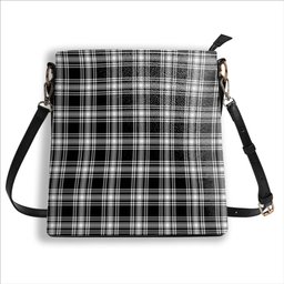 ScotsTee Shop Scottish Menzies Black & White Modern Tartan Bucket Bag Ladies Shoulder Bag Midi