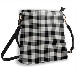 ScotsTee Shop Scottish MacFie Black & White Modern Tartan Bucket Bag Ladies Shoulder Bag Midi