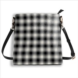 ScotsTee Shop Scottish McPhee B&W Modern Tartan Bucket Bag Ladies Shoulder Bag Midi