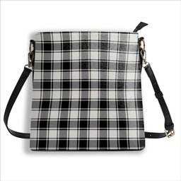 ScotsTee Shop Scottish McFie Black & White Modern Tartan Bucket Bag Ladies Shoulder Bag Midi