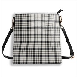 ScotsTee Shop Scottish MacFarlane Black White Ancient Tartan Bucket Bag Ladies Shoulder Bag Midi