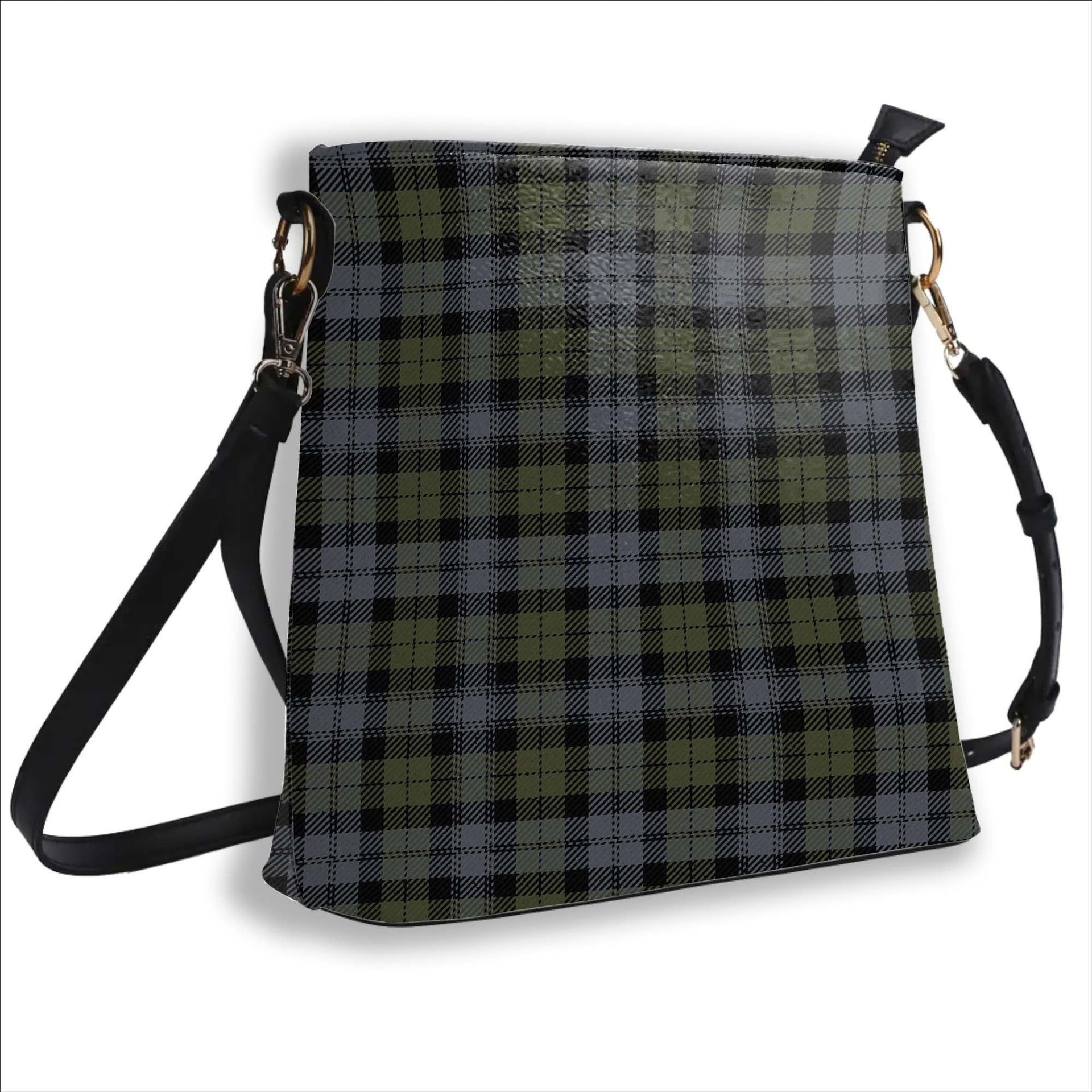 ScotsTee Shop Scottish Black Watch Large Sett Ancient Tartan Bucket Bag Ladies Shoulder Bag Midi
