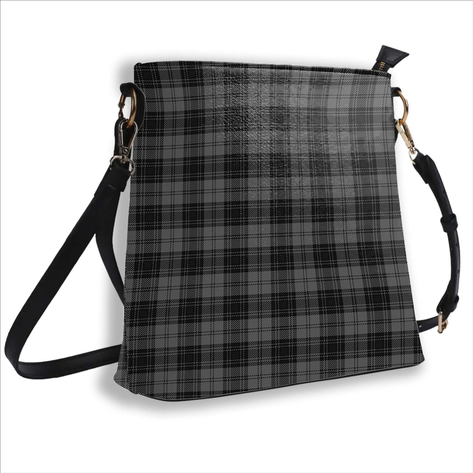 ScotsTee Shop Scottish Douglas Grey Tartan Bucket Bag Ladies Shoulder Bag Midi
