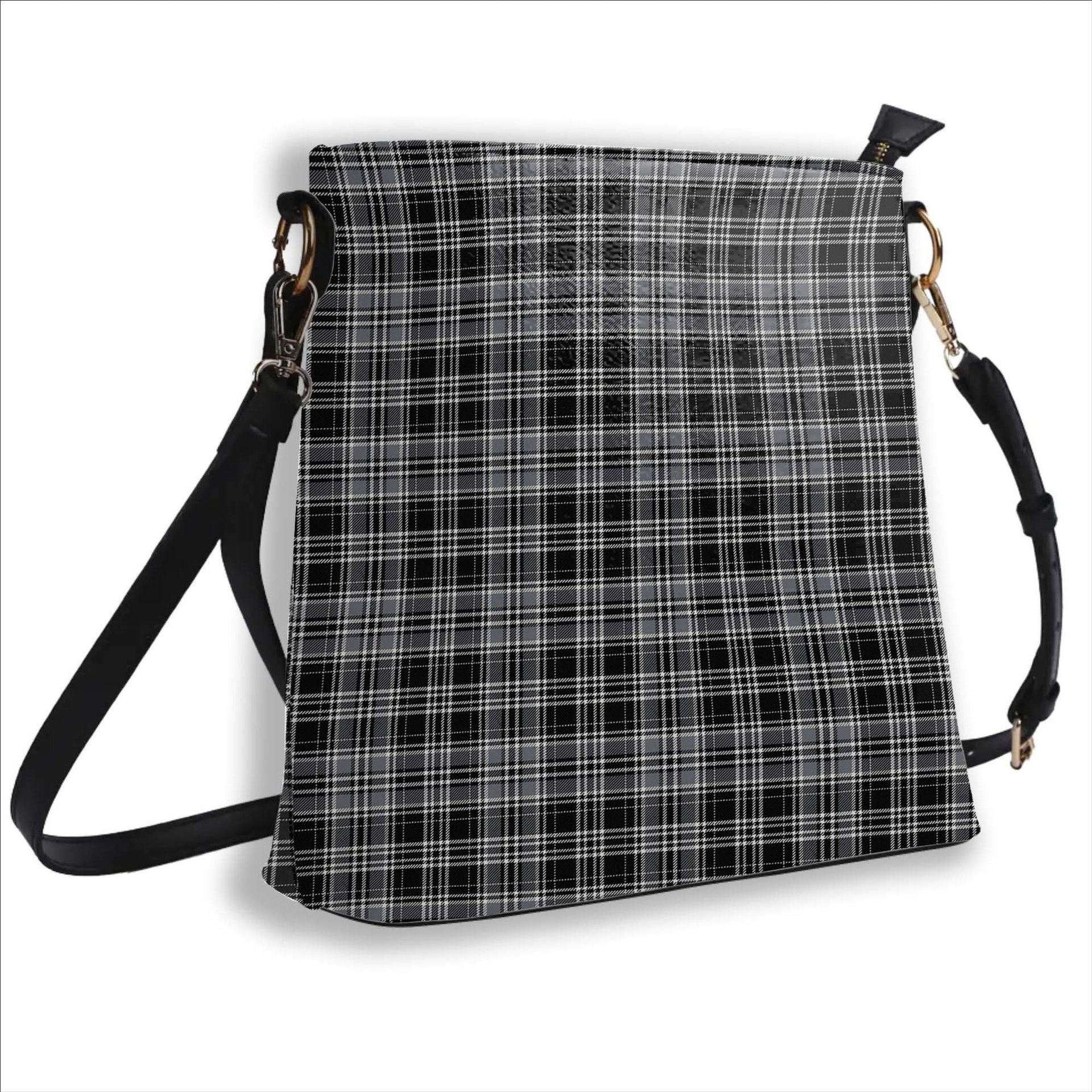 ScotsTee Shop Scottish Drummond Grey Modern Tartan Bucket Bag Ladies Shoulder Bag Midi