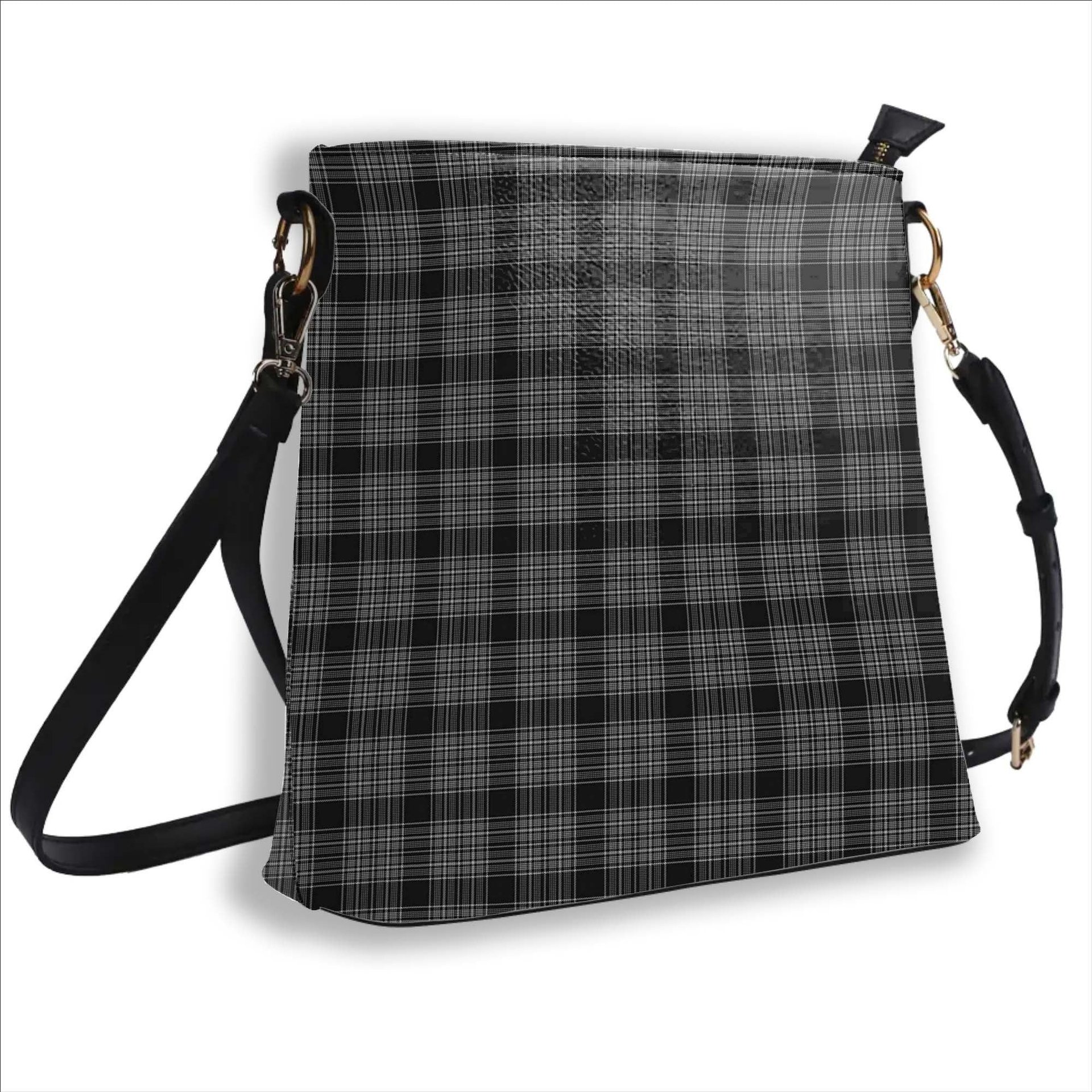 ScotsTee Shop Scottish Scott Black and White Tartan Bucket Bag Ladies Shoulder Bag Midi