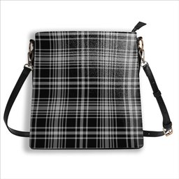 ScotsTee Shop Scottish MacLean Black and White Tartan Bucket Bag Ladies Shoulder Bag Midi