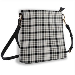ScotsTee Shop Scottish McFarland Black White Modern Tartan Bucket Bag Ladies Shoulder Bag Midi
