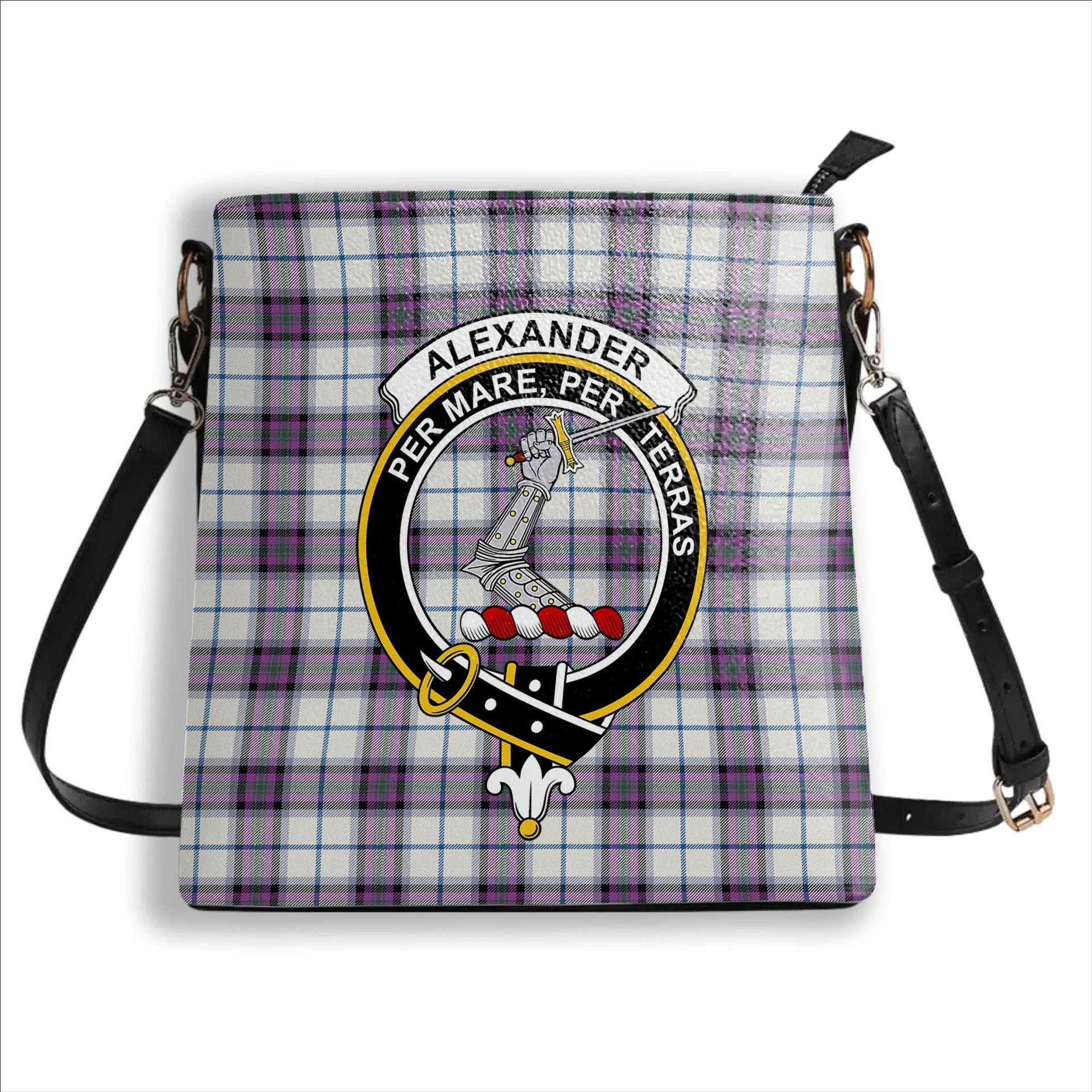ScotsTee Shop Scottish Alexander of Menstry Dress Ancient Crest Tartan Bucket Bag Ladies Shoulder Bag Midi