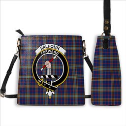 ScotsTee Shop Scottish Balfour Blue Modern Crest Tartan Bucket Bag Ladies Shoulder Bag Midi