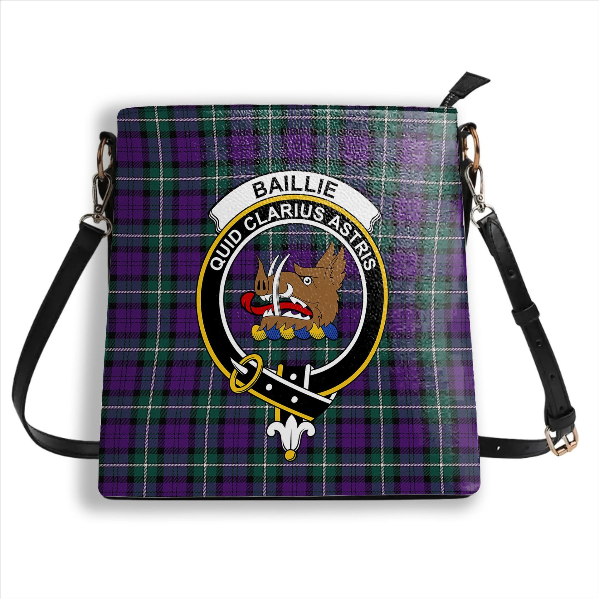 ScotsTee Shop Scottish Baillie Highland Society Modern Crest Tartan Bucket Bag Ladies Shoulder Bag Midi