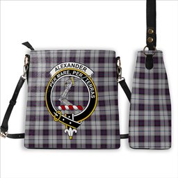 ScotsTee Shop Scottish Alexander of Menstry Dress Crest Tartan Bucket Bag Ladies Shoulder Bag Midi