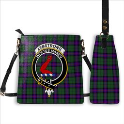 ScotsTee Shop Scottish Armstrong Modern Crest Tartan Bucket Bag Ladies Shoulder Bag Midi